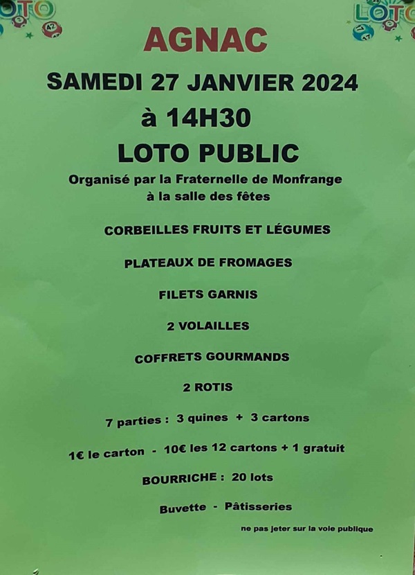 SUPER LOTO DE LA NOUVELLE ANNEE - Astaffort (47220) - Jeux de hasard - Loto