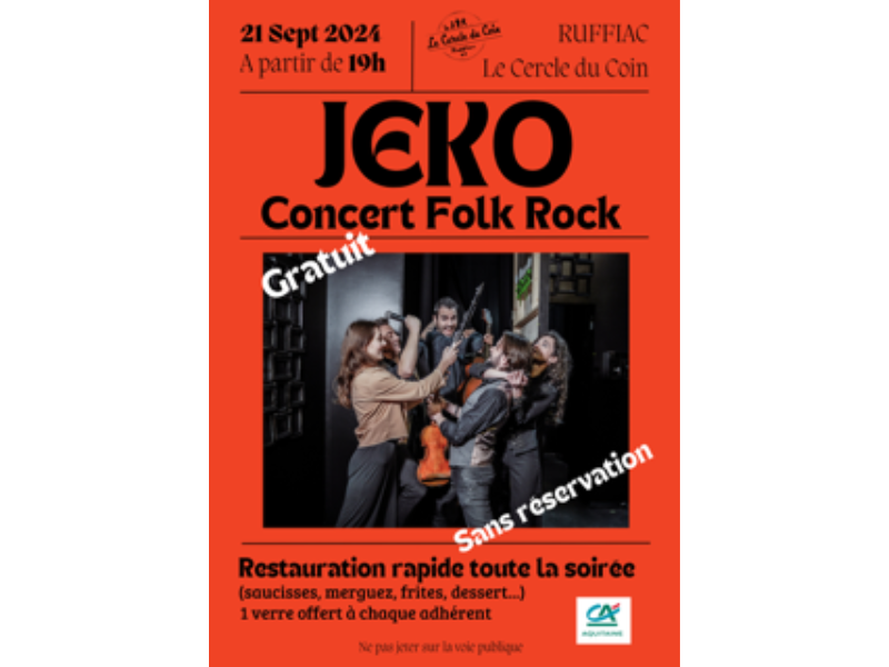 Concert Folk Rock avec Jeko