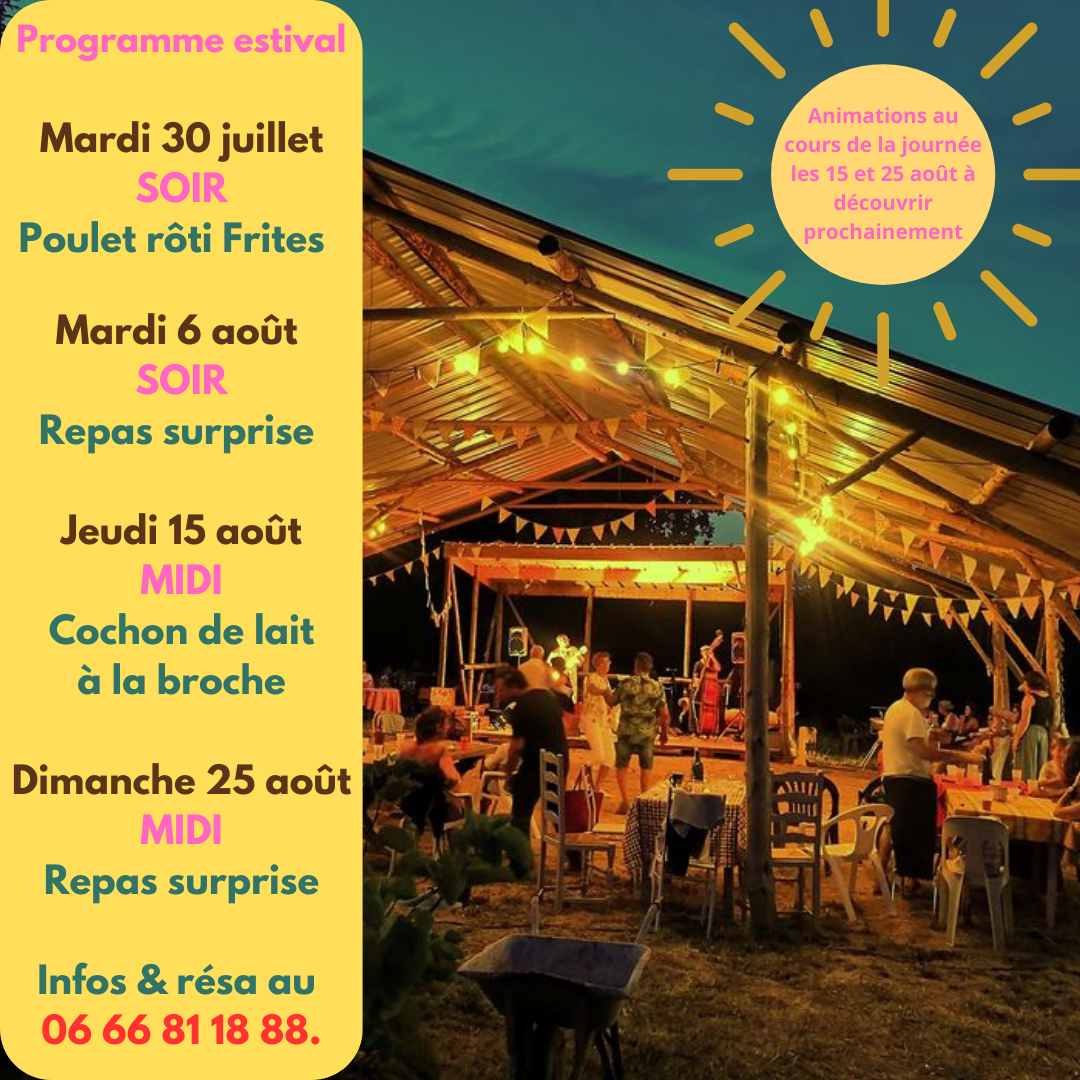 Programme estival 2024 FERME LOU CORNAL