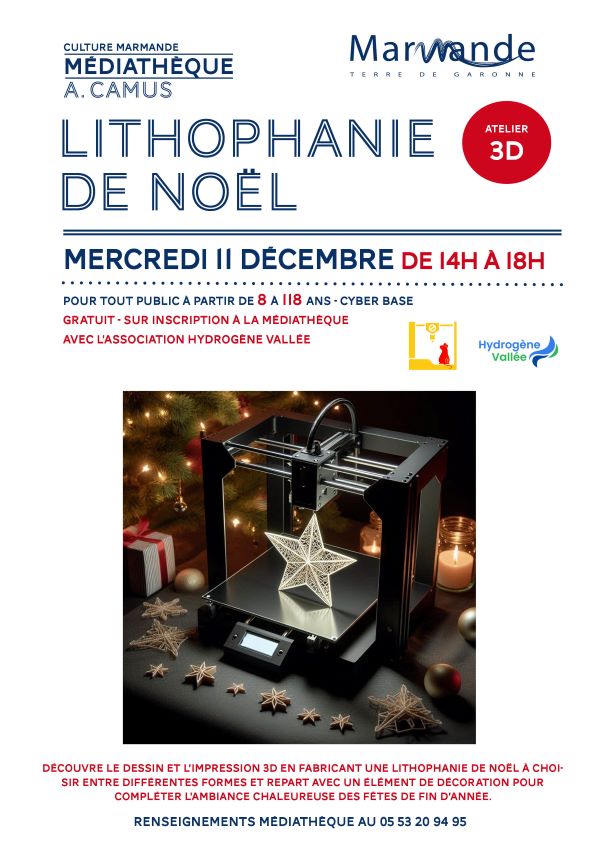 Atelier 3D "Lithophanie de Noël" à la Médiathèque