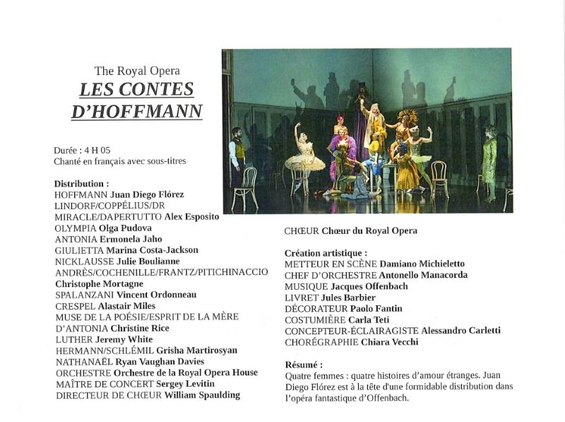 Opéras - Ballets filmé "Les Contes d'Hoffmann" ...