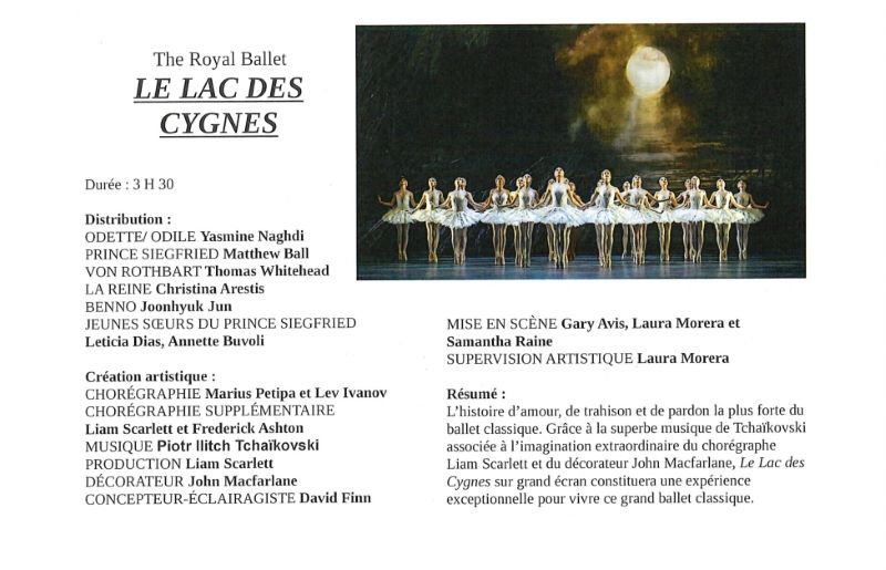 Opéras - Ballets filmé "Le Lac des Cygnes" au  ...