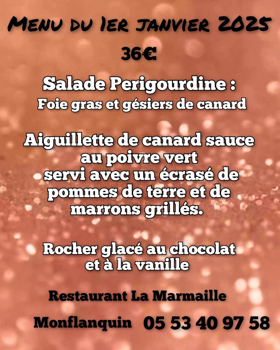 Menu du 1er janvier 2024