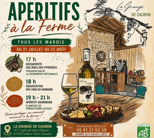 Apéritifs à la Ferme La Grange de Caubon